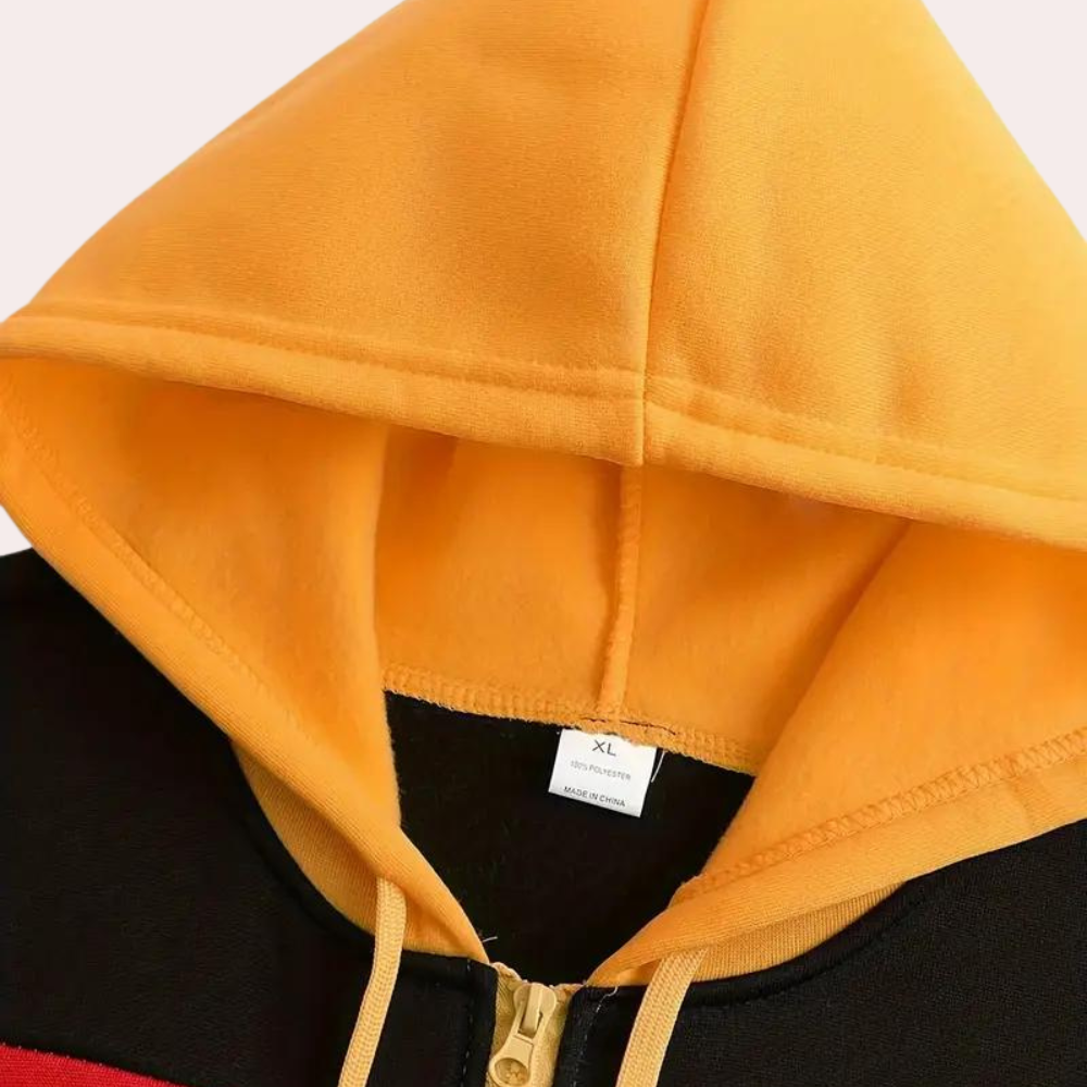 Aden - Sweat à capuche orange décontracté pour hommes avec blocs de couleur