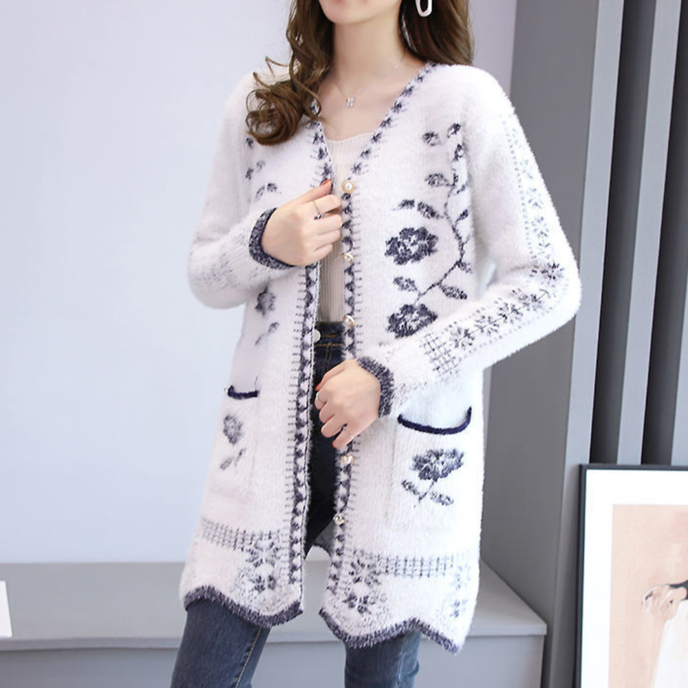 Lunaria - Cardigan fleuri tricoté pour femmes