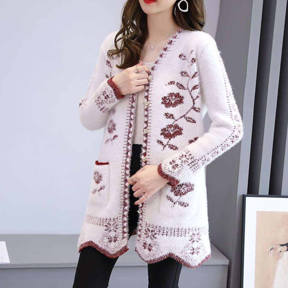 Lunaria - Cardigan fleuri tricoté pour femmes