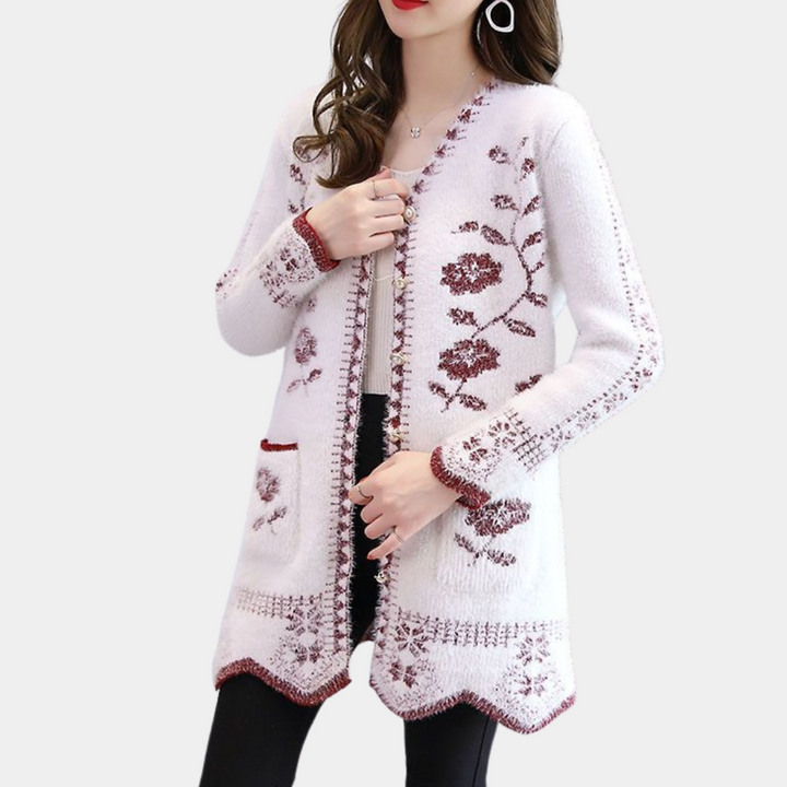 Lunaria - Cardigan fleuri tricoté pour femmes