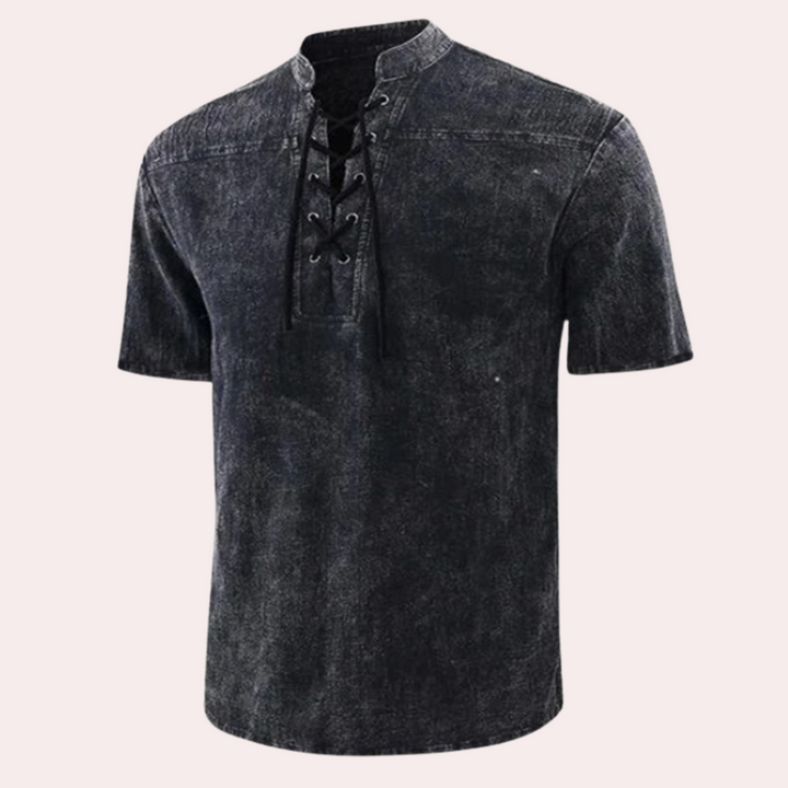 Urban - Chemise Casual à Col en V Lacé pour Homme