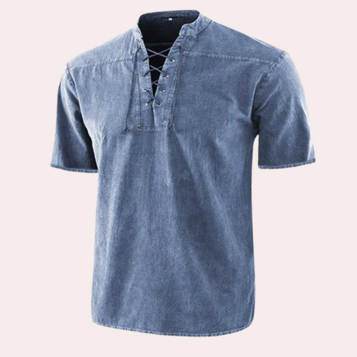 Urban - Chemise Casual à Col en V Lacé pour Homme