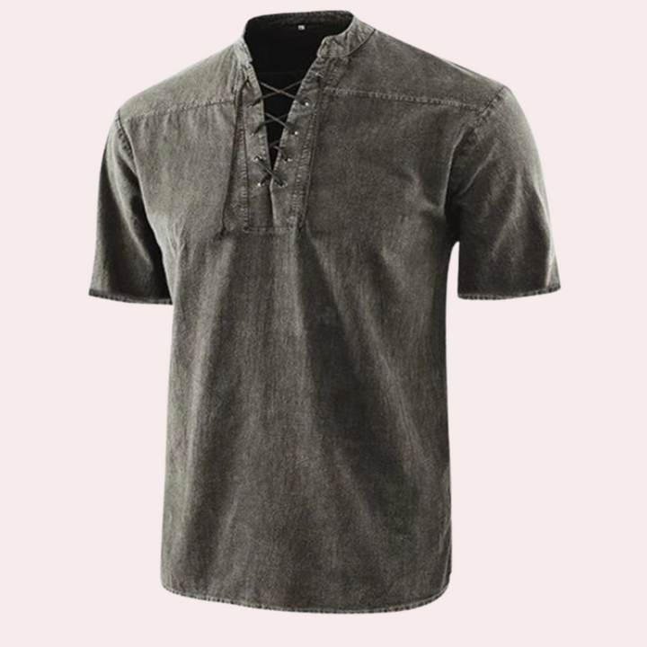 Urban - Chemise Casual à Col en V Lacé pour Homme