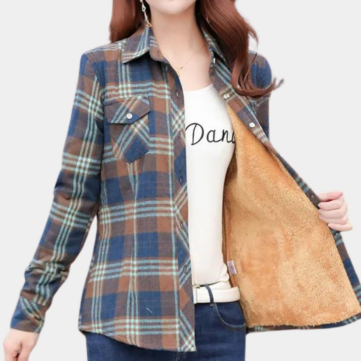 Veda - Chemise Plaid en Velours Décontractée pour Femme