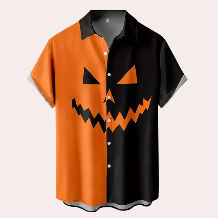 Anitra - Chemise Halloween Citrouille Fendue pour Homme