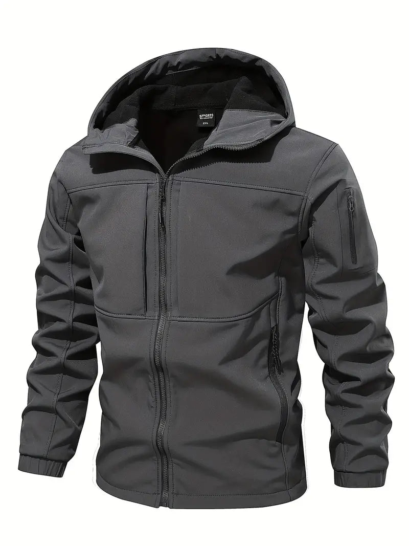 Grijze fleece outdoor jacket voor heren