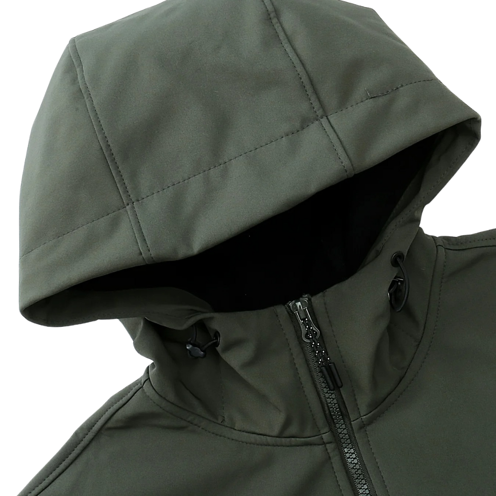 Capuchon groene fleece outdoor jacket voor heren