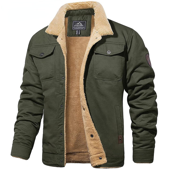 Groene jacket bomber met wollen binnenkant en kraag