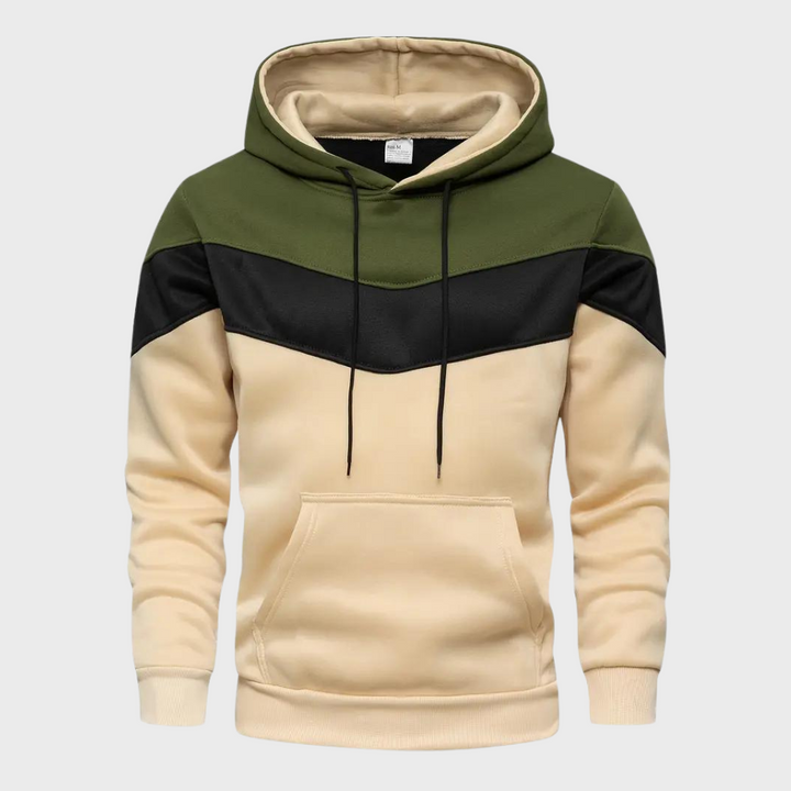 Beige met groene hoodie met capuchon voor heren