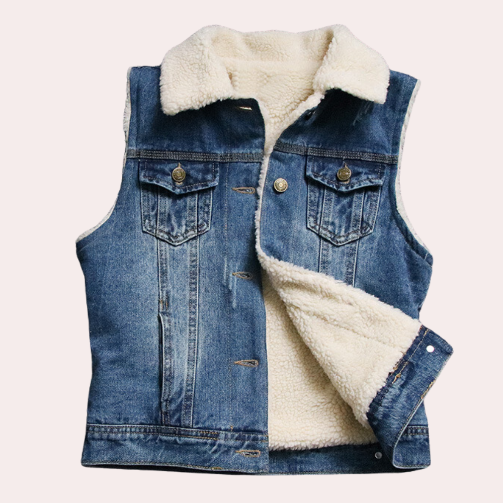 CLAIRE - Gilet en denim superposé pour femme